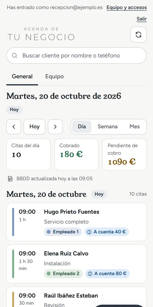 La misma agenda en el móvil